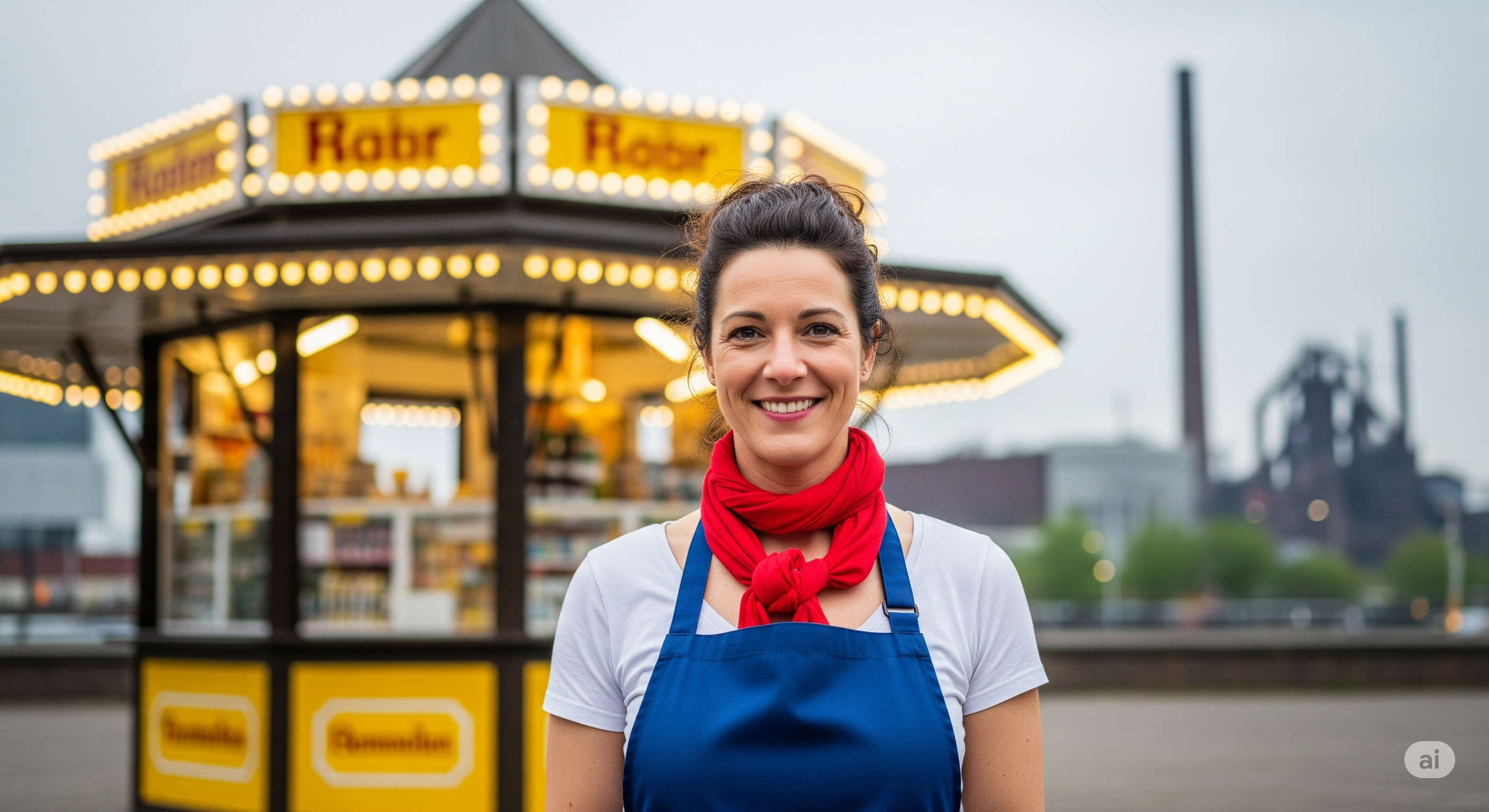 Maria Schmidt vor ihrem Kiosk